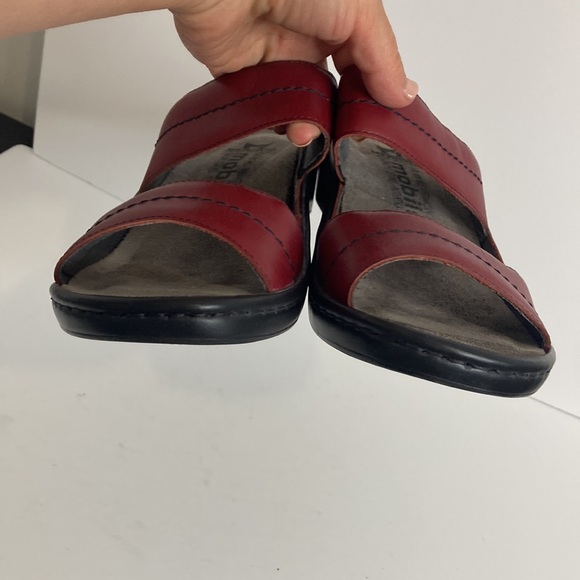 Mephisto Mobils Sandals Womens 42 12 Red Leather Two Strap Wedge Comfy Shoes - Picture 7 of 16